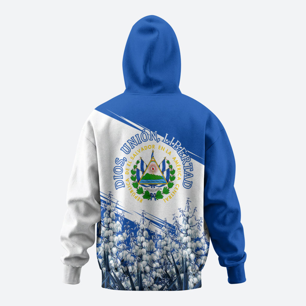 El Salvador Divine Savior Monument Zip Hoodie Flor De Izote Coat Of Arms Fighter Jets Art