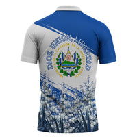 El Salvador Divine Savior Monument Zipper Polo Shirt Flor De Izote Coat Of Arms Fighter Jets Art