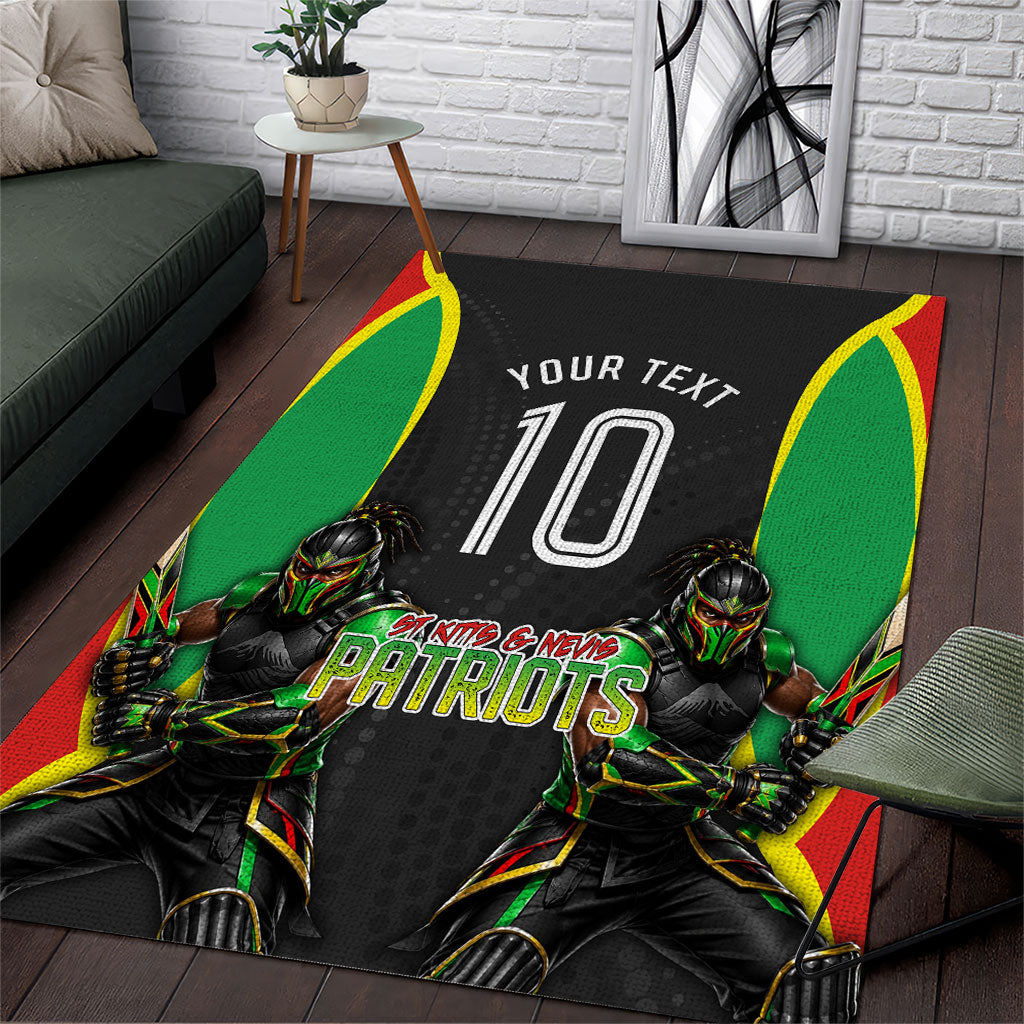 Personalized St Kitts And Nevis Patriots Area Rug Caribbean Cricket Player Graphic Art