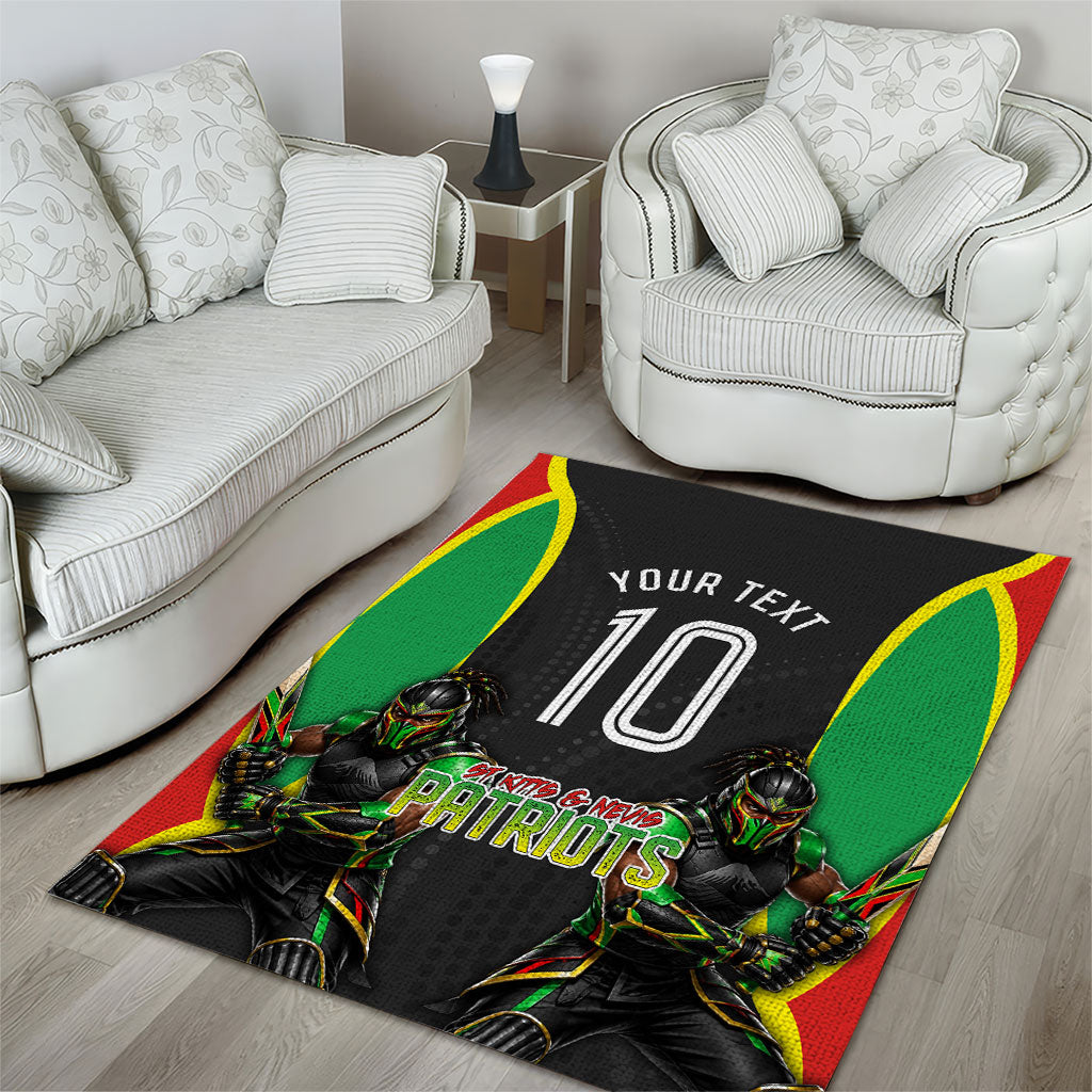 Personalized St Kitts And Nevis Patriots Area Rug Caribbean Cricket Player Graphic Art