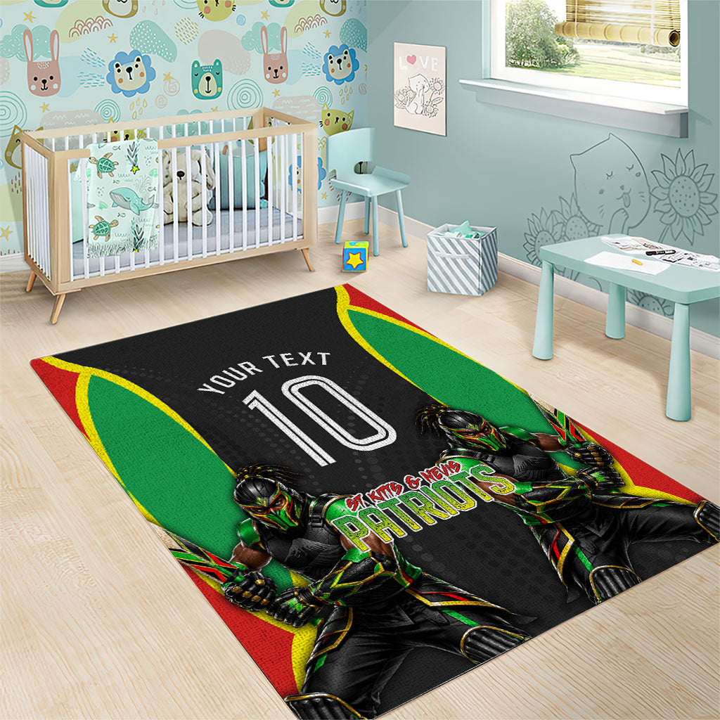 Personalized St Kitts And Nevis Patriots Area Rug Caribbean Cricket Player Graphic Art