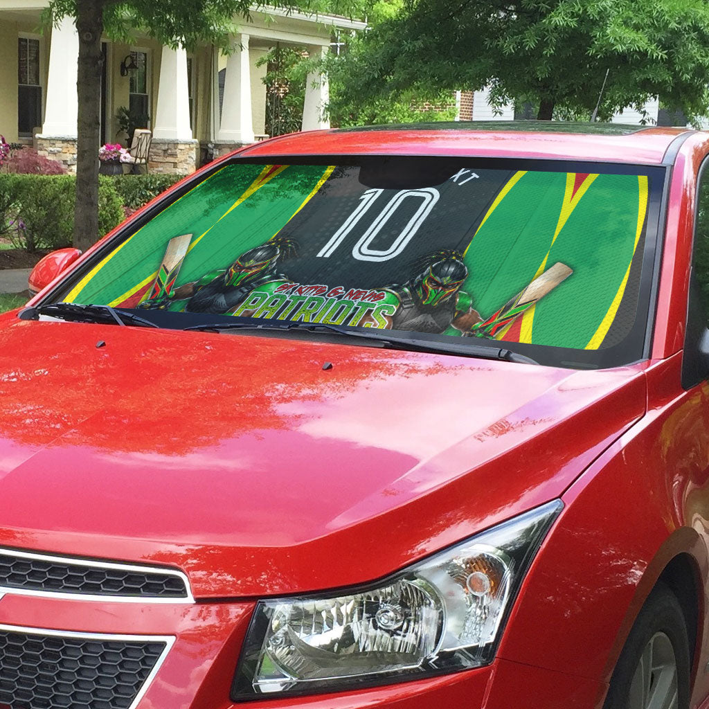 Personalized St Kitts And Nevis Patriots Auto Sun Shade Caribbean Cricket Player Graphic Art