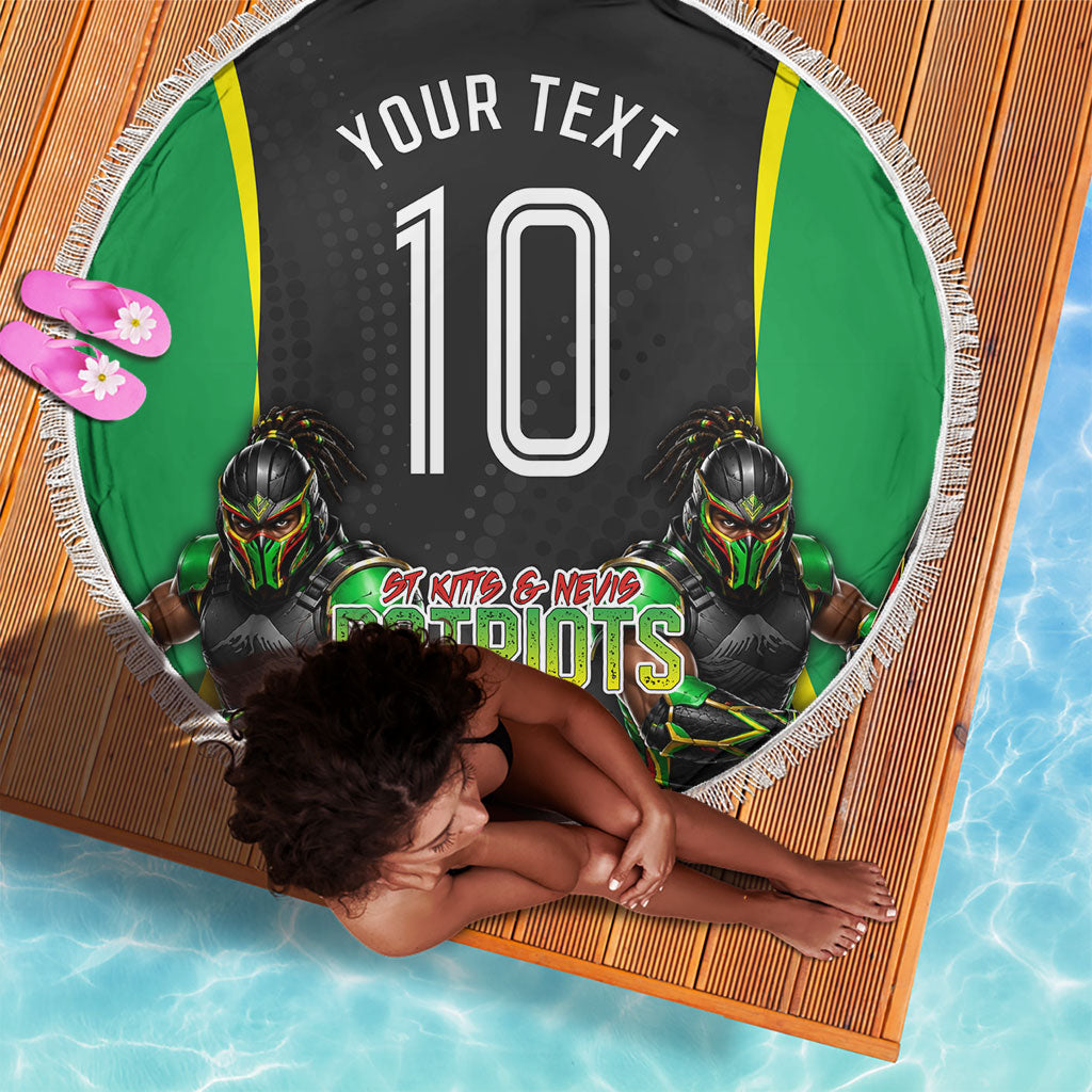 Personalized St Kitts And Nevis Patriots Beach Blanket Caribbean Cricket Player Graphic Art