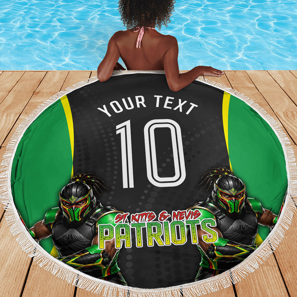 Personalized St Kitts And Nevis Patriots Beach Blanket Caribbean Cricket Player Graphic Art