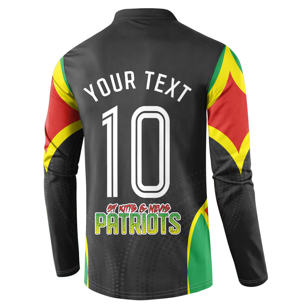 Personalized St Kitts And Nevis Patriots Button Sweatshirt Caribbean Cricket Player Graphic Art