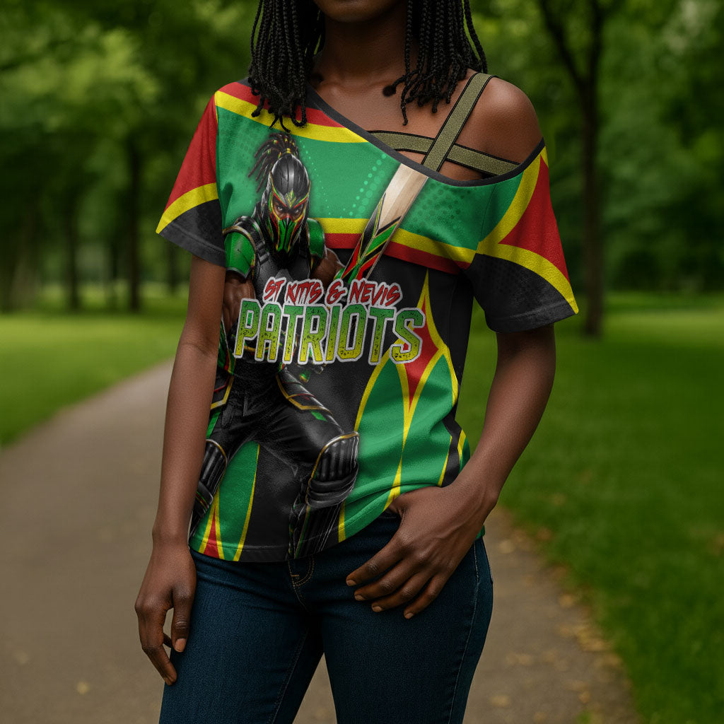 Personalized St Kitts And Nevis Patriots Cross Shoulder Shirt Caribbean Cricket Player Graphic Art