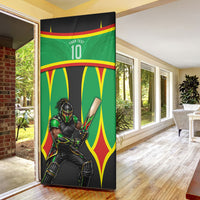 Personalized St Kitts And Nevis Patriots Door Cover Caribbean Cricket Player Graphic Art