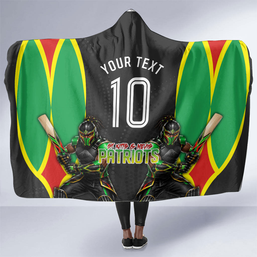 Personalized St Kitts And Nevis Patriots Hooded Blanket Caribbean Cricket Player Graphic Art