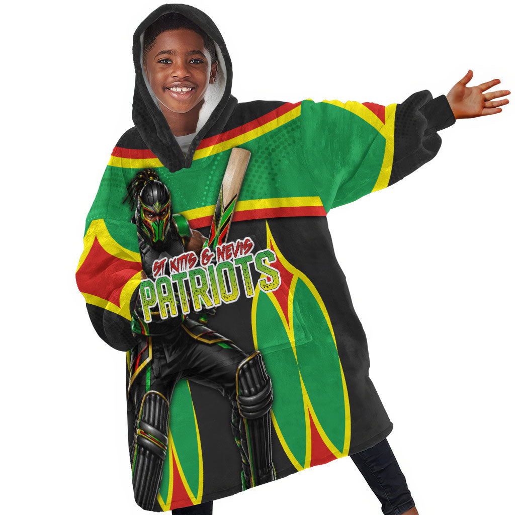 Personalized St Kitts And Nevis Patriots Kid Wearable Blanket Hoodie Caribbean Cricket Player Graphic Art