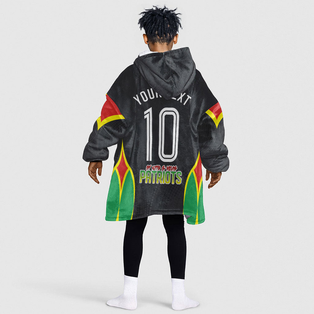 Personalized St Kitts And Nevis Patriots Kid Wearable Blanket Hoodie Caribbean Cricket Player Graphic Art