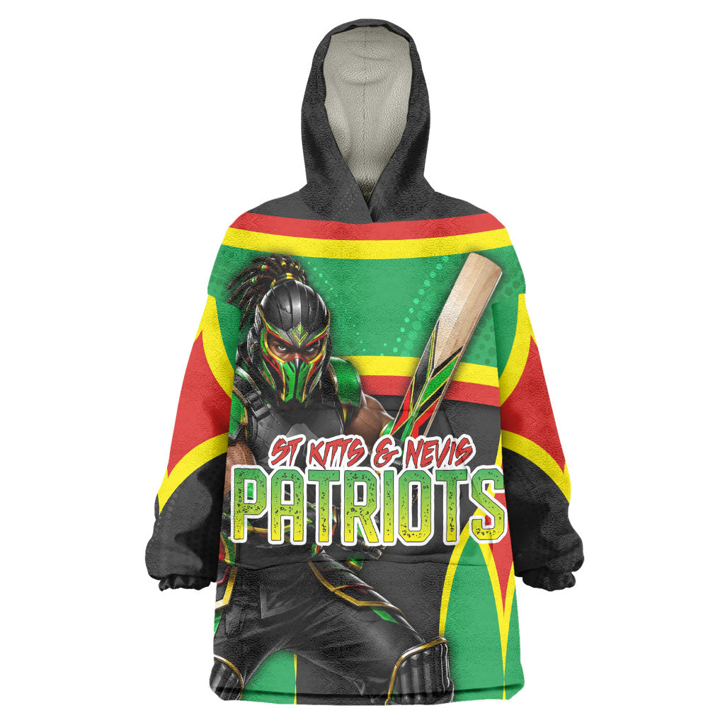 Personalized St Kitts And Nevis Patriots Kid Wearable Blanket Hoodie Caribbean Cricket Player Graphic Art