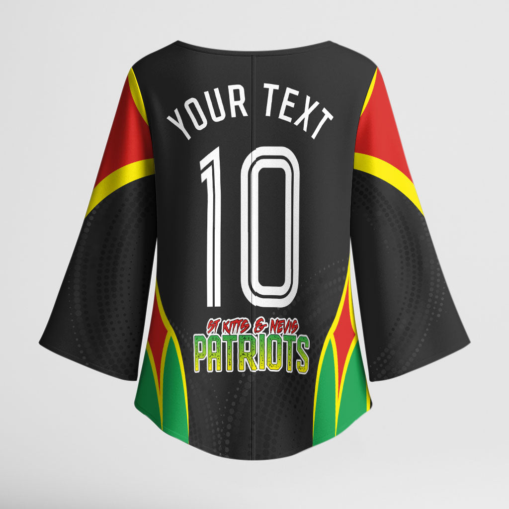 Personalized St Kitts And Nevis Patriots Kimono Sleeve Blouse Caribbean Cricket Player Graphic Art