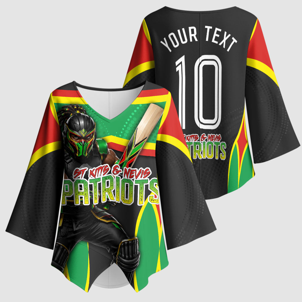Personalized St Kitts And Nevis Patriots Kimono Sleeve Blouse Caribbean Cricket Player Graphic Art
