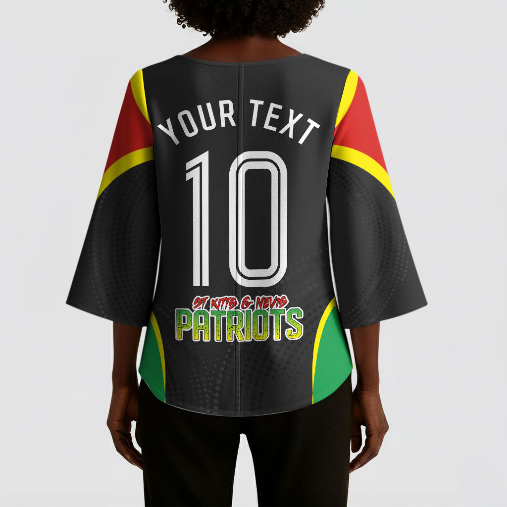 Personalized St Kitts And Nevis Patriots Kimono Sleeve Blouse Caribbean Cricket Player Graphic Art