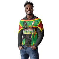 Personalized St Kitts And Nevis Patriots Long Sleeve Polo Shirt Caribbean Cricket Player Graphic Art