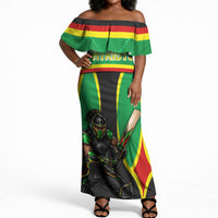 Personalized St Kitts And Nevis Patriots Off Shoulder Maxi Dress Caribbean Cricket Player Graphic Art