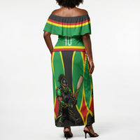 Personalized St Kitts And Nevis Patriots Off Shoulder Maxi Dress Caribbean Cricket Player Graphic Art