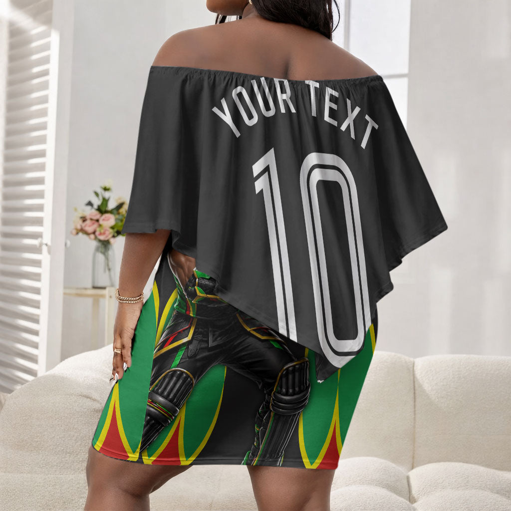 Personalized St Kitts And Nevis Patriots Off Shoulder Short Dress Caribbean Cricket Player Graphic Art