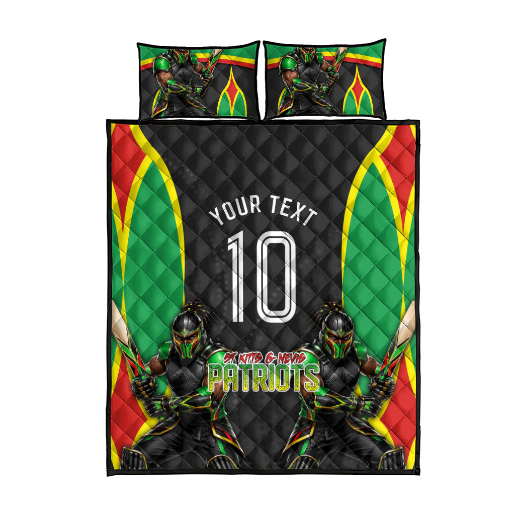 Personalized St Kitts And Nevis Patriots Quilt Bed Set Caribbean Cricket Player Graphic Art