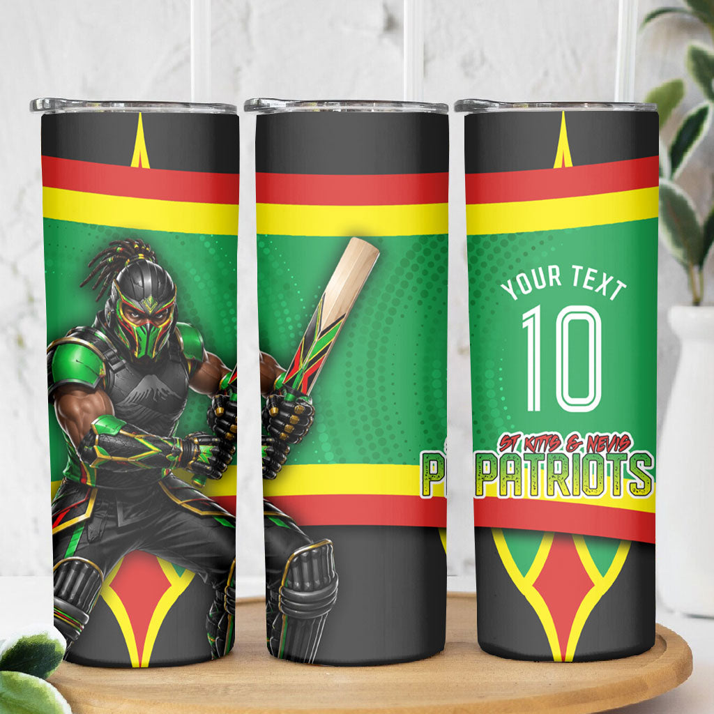 Personalized St Kitts And Nevis Patriots Skinny Tumbler Caribbean Cricket Player Graphic Art