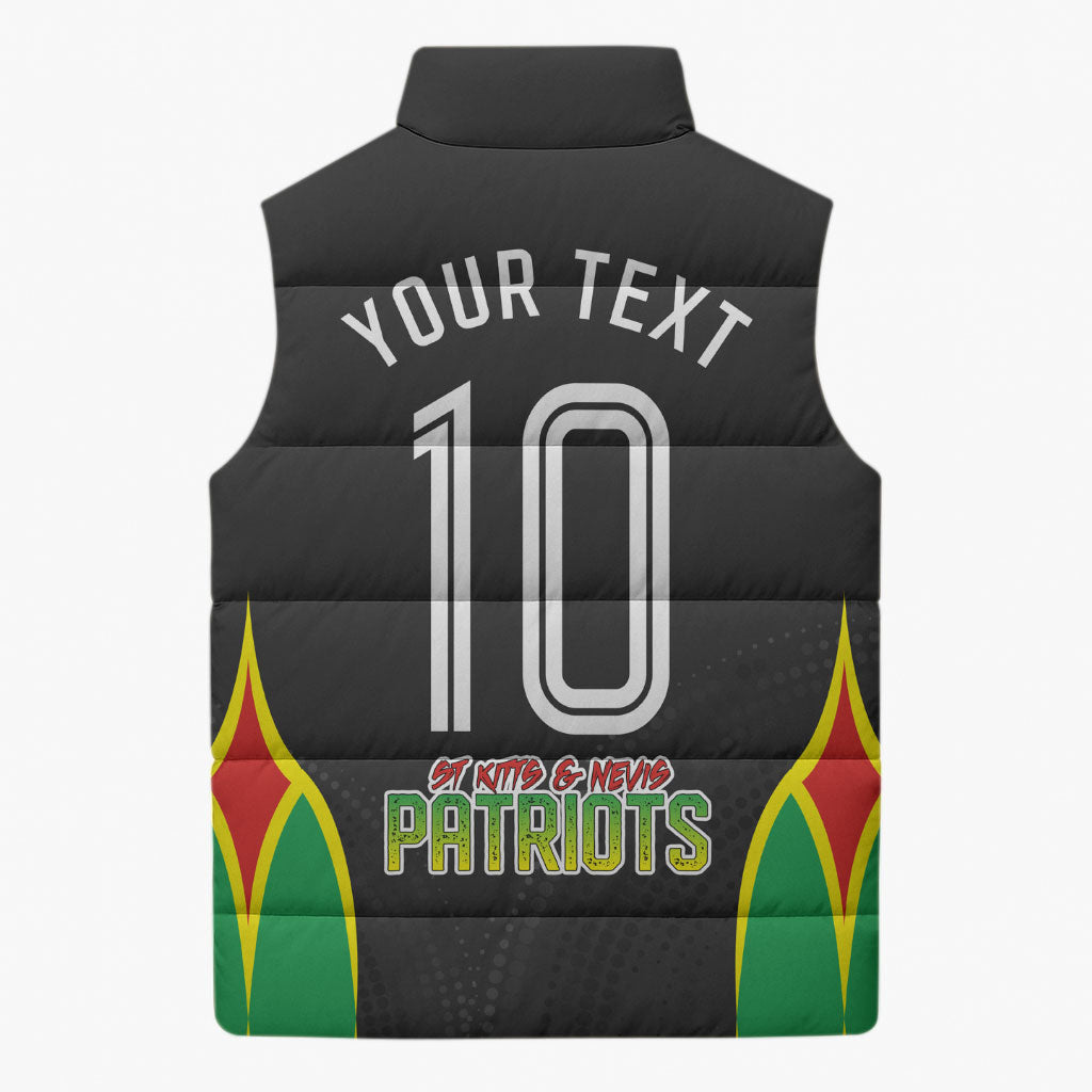 Personalized St Kitts And Nevis Patriots Sleeveless Puffer Jacket Caribbean Cricket Player Graphic Art