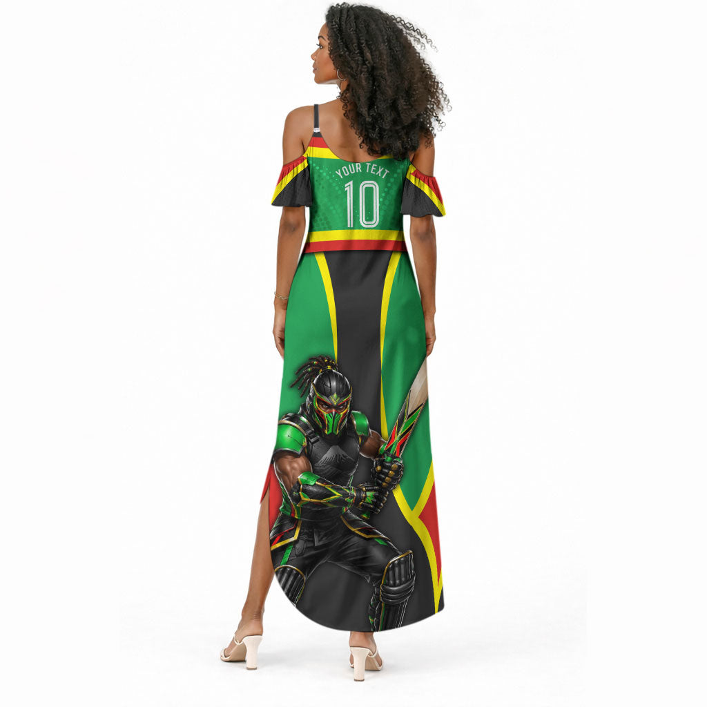 Personalized St Kitts And Nevis Patriots Summer Maxi Dress Caribbean Cricket Player Graphic Art