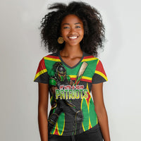 Personalized St Kitts And Nevis Patriots Women V-Neck T-Shirt Caribbean Cricket Player Graphic Art
