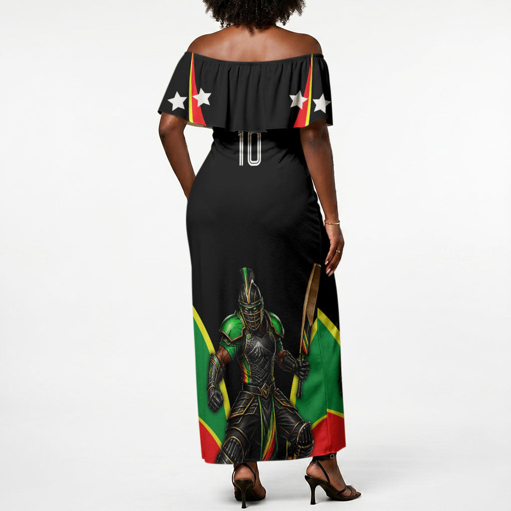 Personalized St Kitts And Nevis Patriots Cricket Off Shoulder Maxi Dress Dynamic Player Celebration Team Pride