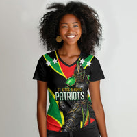 Personalized St Kitts And Nevis Patriots Cricket Women V-Neck T-Shirt Dynamic Player Celebration Team Pride