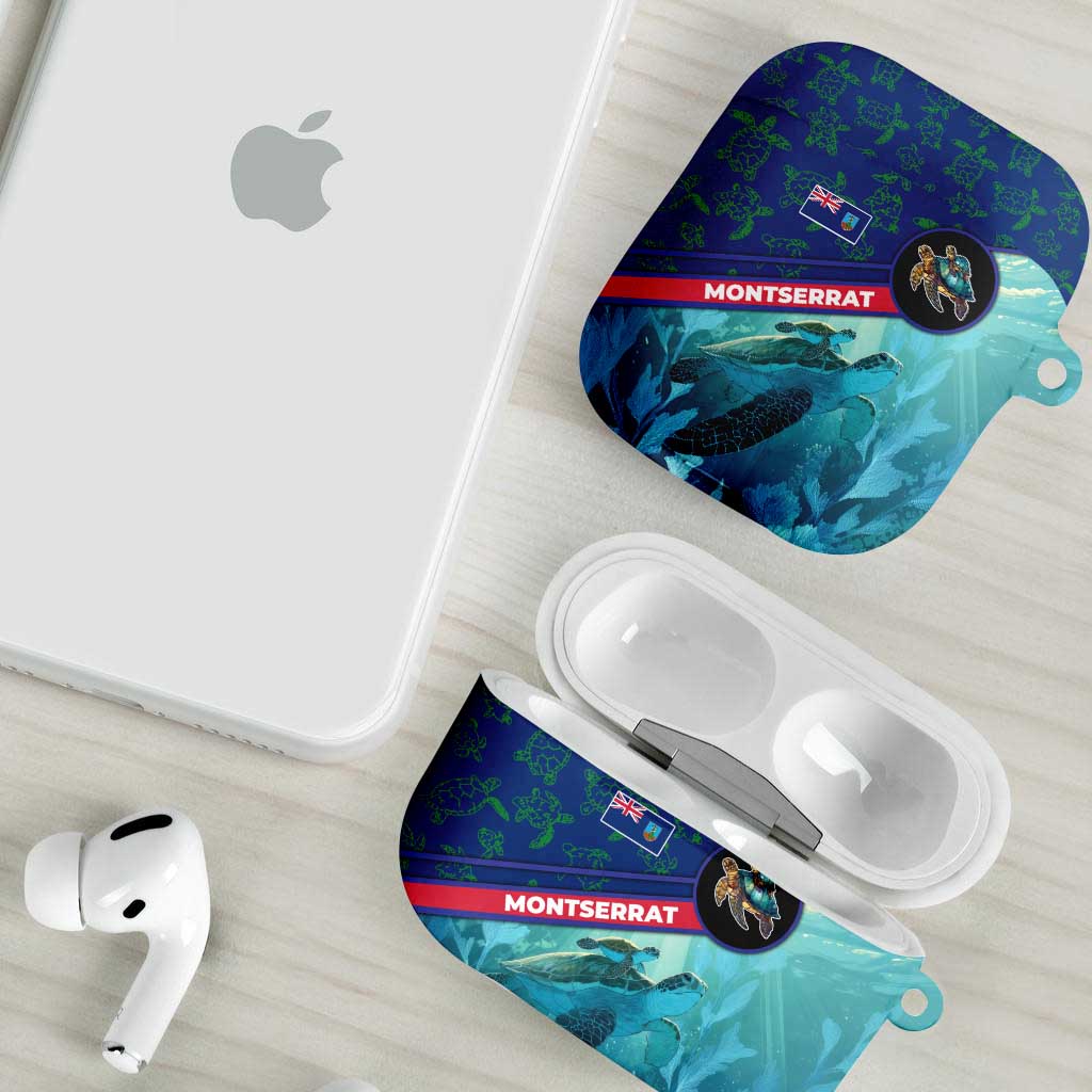 Montserrat AirPods Case with Sea Turtle Illustration Blue Underwater Ocean Design - Wonder Print Shop