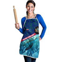 Montserrat Apron with Sea Turtle Illustration Blue Underwater Ocean Design - Wonder Print Shop