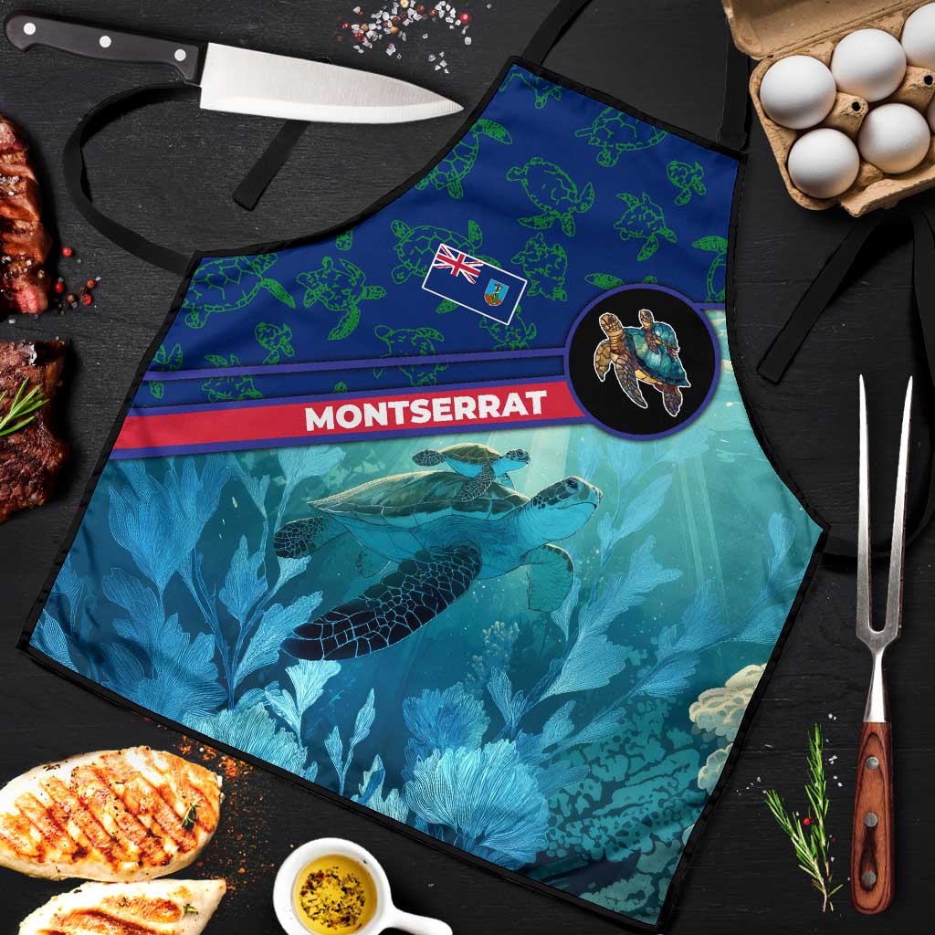 Montserrat Apron with Sea Turtle Illustration Blue Underwater Ocean Design - Wonder Print Shop