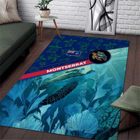 Montserrat Area Rug with Sea Turtle Illustration Blue Underwater Ocean Design - Wonder Print Shop