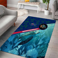 Montserrat Area Rug with Sea Turtle Illustration Blue Underwater Ocean Design - Wonder Print Shop