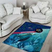 Montserrat Area Rug with Sea Turtle Illustration Blue Underwater Ocean Design - Wonder Print Shop