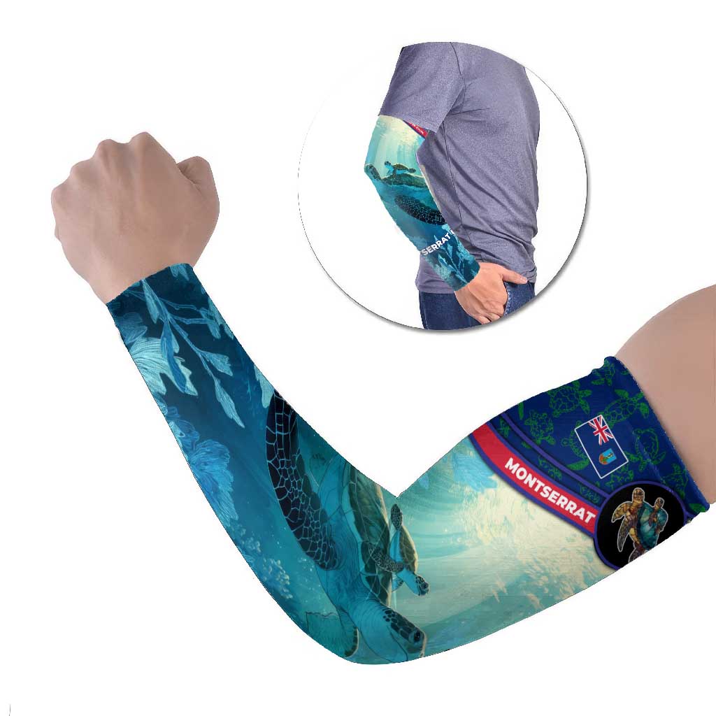Montserrat Arm Sleeves with Sea Turtle Illustration Blue Underwater Ocean Design - Wonder Print Shop