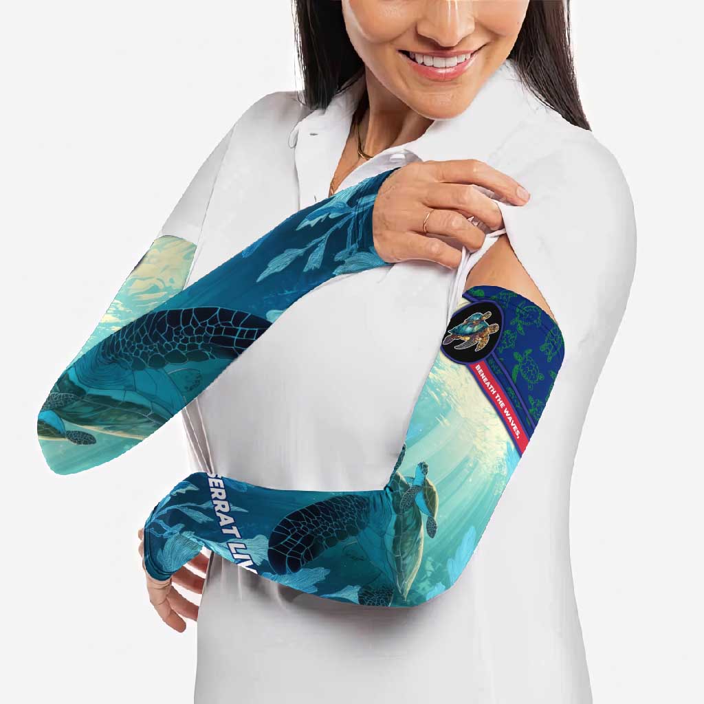 Montserrat Arm Sleeves with Sea Turtle Illustration Blue Underwater Ocean Design - Wonder Print Shop