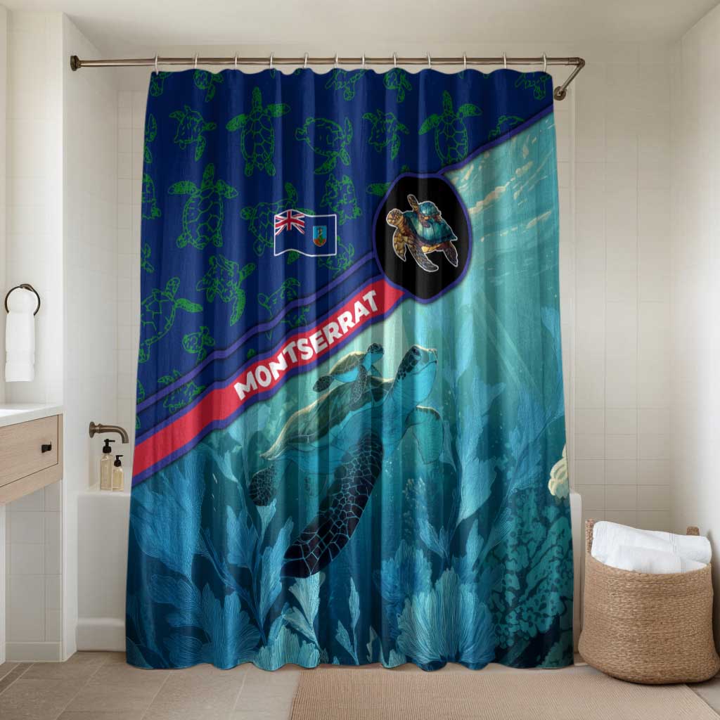 Montserrat Bathroom Set with Sea Turtle Illustration Blue Underwater Ocean Design - Wonder Print Shop