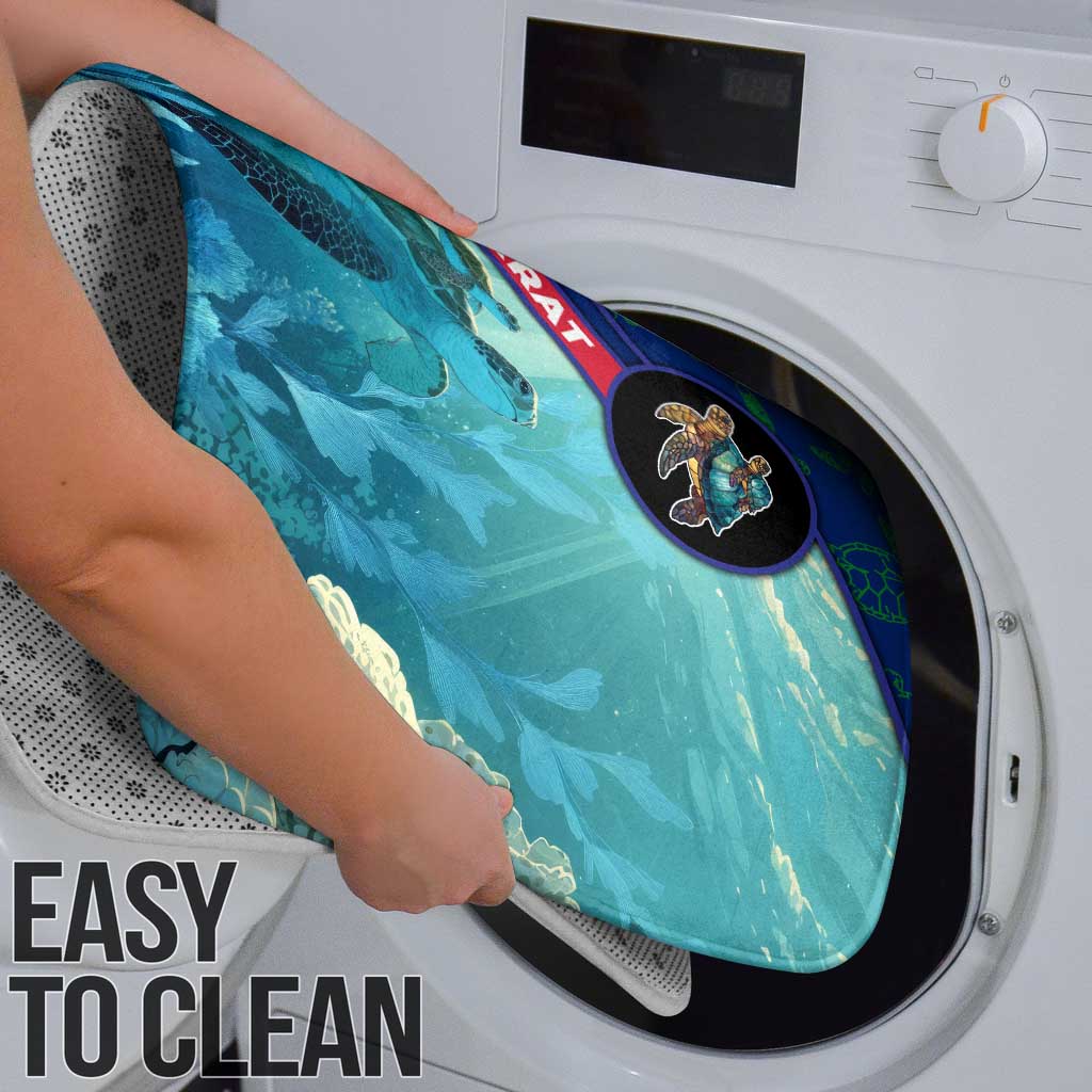 Montserrat Bathroom Set with Sea Turtle Illustration Blue Underwater Ocean Design - Wonder Print Shop