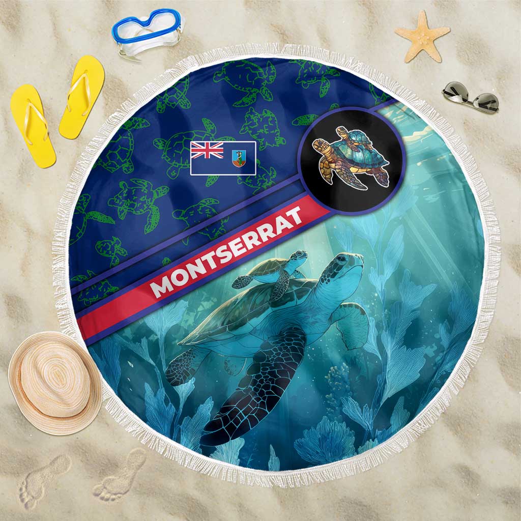 Montserrat Beach Blanket with Sea Turtle Illustration Blue Underwater Ocean Design - Wonder Print Shop