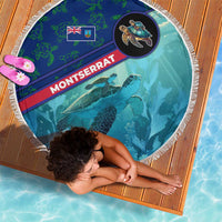 Montserrat Beach Blanket with Sea Turtle Illustration Blue Underwater Ocean Design - Wonder Print Shop