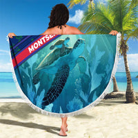 Montserrat Beach Blanket with Sea Turtle Illustration Blue Underwater Ocean Design - Wonder Print Shop