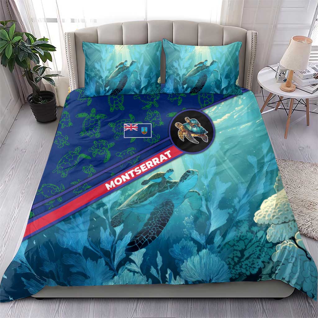 Montserrat Bedding Set with Sea Turtle Illustration Blue Underwater Ocean Design - Wonder Print Shop
