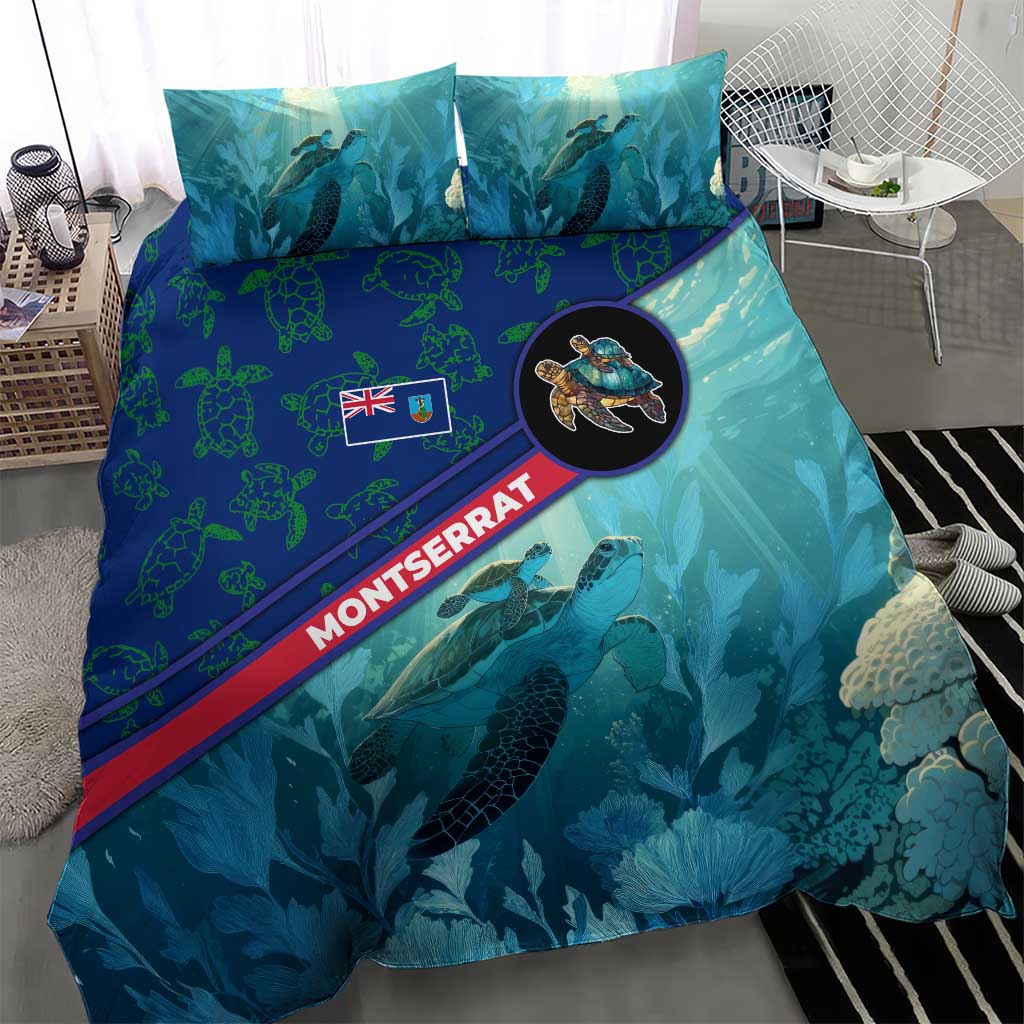 Montserrat Bedding Set with Sea Turtle Illustration Blue Underwater Ocean Design - Wonder Print Shop