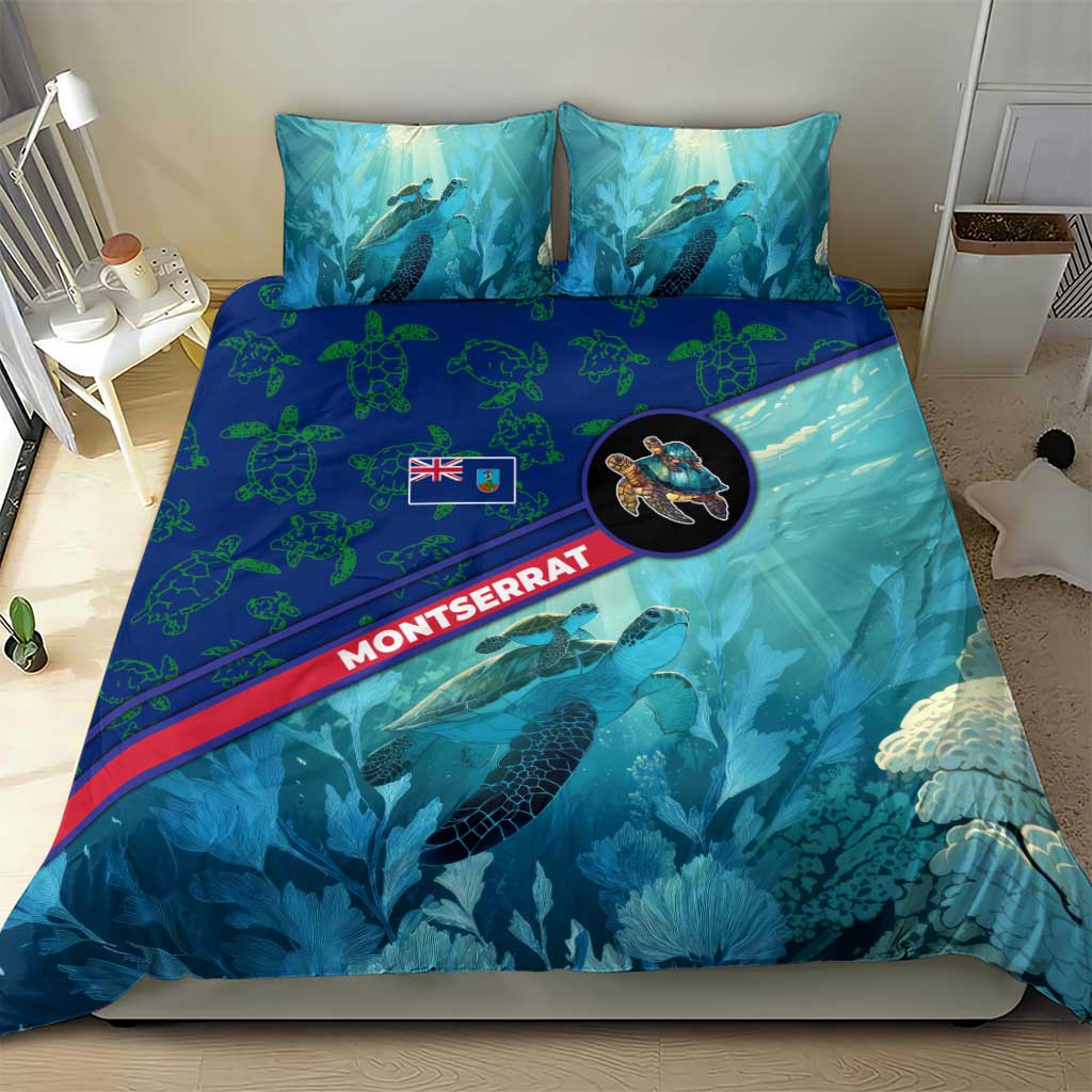 Montserrat Bedding Set with Sea Turtle Illustration Blue Underwater Ocean Design - Wonder Print Shop