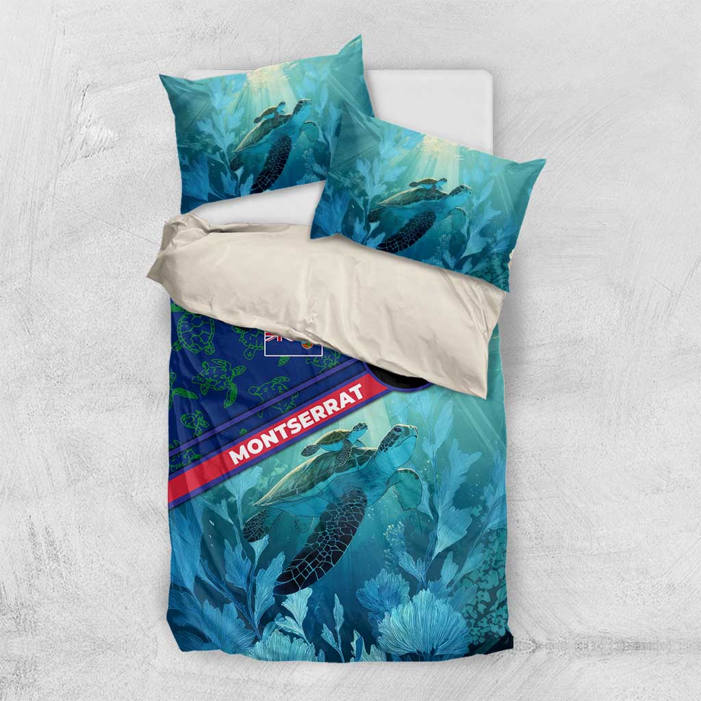 Montserrat Bedding Set with Sea Turtle Illustration Blue Underwater Ocean Design - Wonder Print Shop