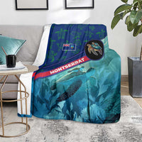 Montserrat Blanket with Sea Turtle Illustration Blue Underwater Ocean Design - Wonder Print Shop