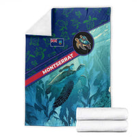 Montserrat Blanket with Sea Turtle Illustration Blue Underwater Ocean Design - Wonder Print Shop