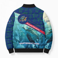 Montserrat Bomber Puffer Jacket with Sea Turtle Illustration Blue Underwater Ocean Design - Wonder Print Shop