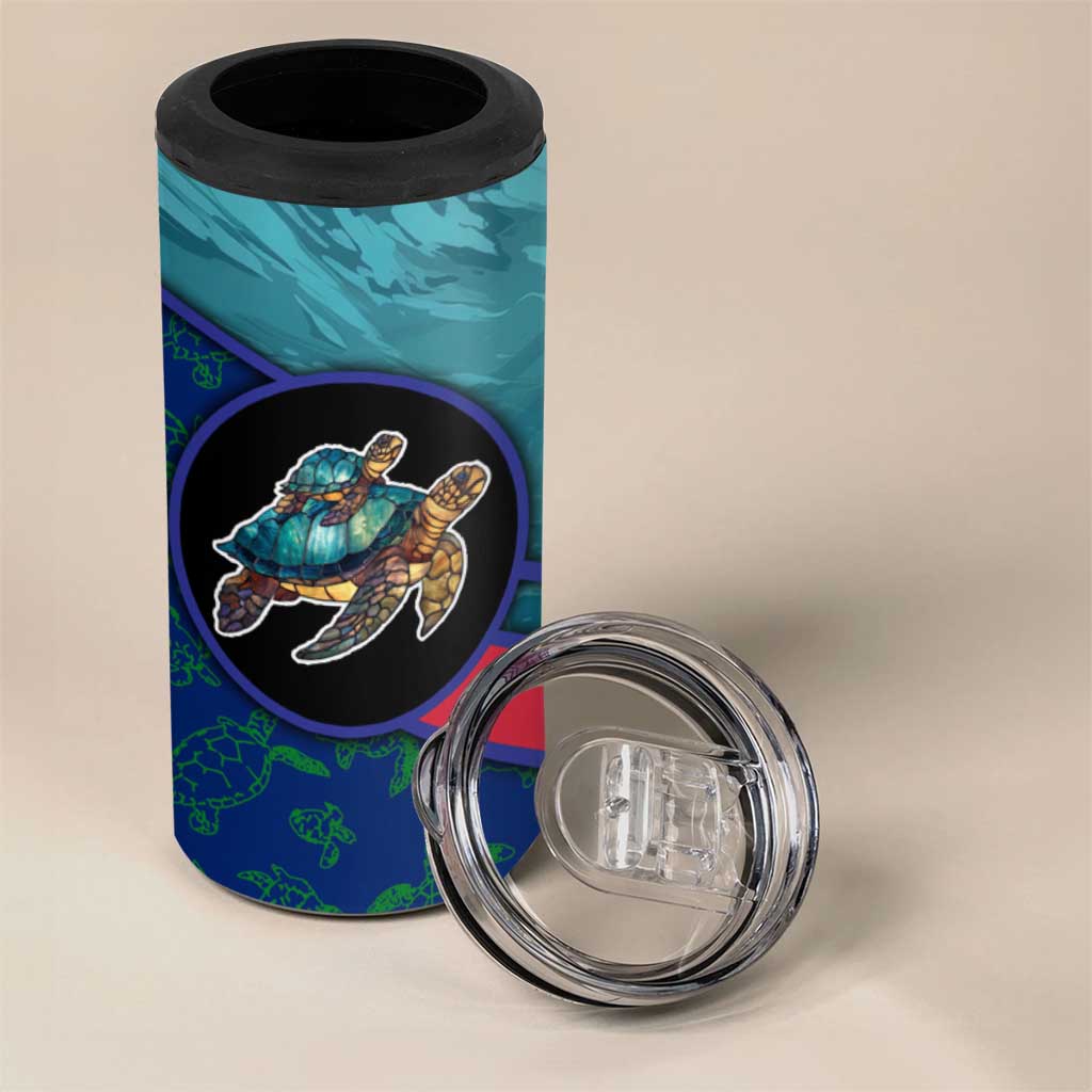 Montserrat 4 in 1 Can Cooler Tumbler with Sea Turtle Illustration Blue Underwater Ocean Design - Wonder Print Shop